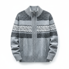Matthew | Zip-Up Vintage Cardigan in Hellgrau