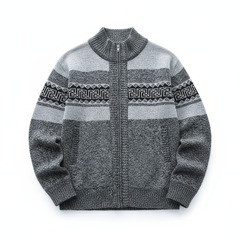 Matthew | Zip-Up Vintage Cardigan in Dunkelgrau
