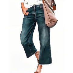 Frida | Weite Knöchellange High-Waist Jeans in Retro-Blau