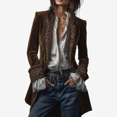 Frieda | Damen Anspruchsvoller Reißverschluss Blazer in Dunkelbraun