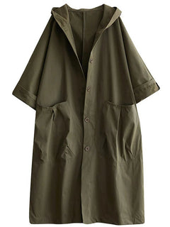 Frieda | Langer Kapuzen-Trenchcoat in Oversized-Passform in Grün