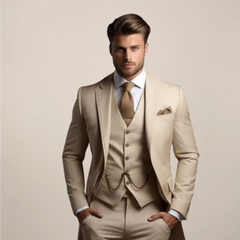 Georg | Herren Dreiteiler Anzug festlich in Beige