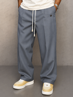 Glen | Herren Wide Leg Hose mit Bundfalte in Grau