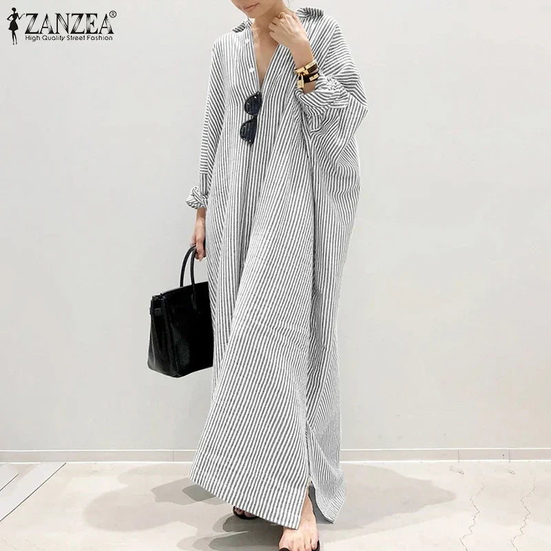 Dagmar® | Maxikleid mit Streifen und langen Ärmeln