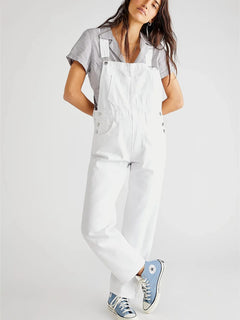 Greta | Bequeme Denim Latzhose in Weiß