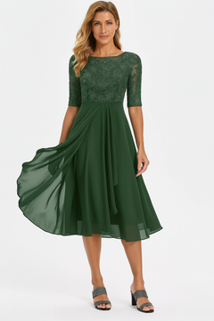 Greta | Fließendes A-Linien Midikleid in Grün