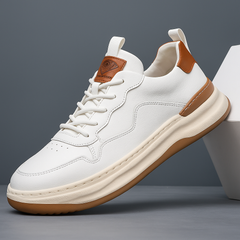 Grove | Herren gearbeitete Leder Sneaker Schnürschuhe in Weiß