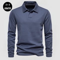 SAMUEL - ELEGANTES LANGARM-POLOSHIRT (1+1 GRATIS) in Blau