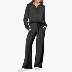 Gwendolyn | Damen Kapuzenpullover Jogginghose Set in Schwarz