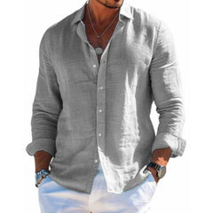 Hagen | Herren Langarm Casual Knopf Hemd in Grau