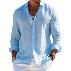 Hagen | Herren Langarm Casual Knopf Hemd in Blau