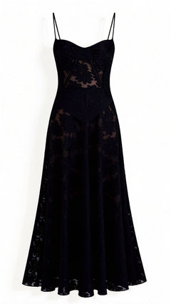 Hannah - Maxikleid - Spitzenrücken in Schwarz
