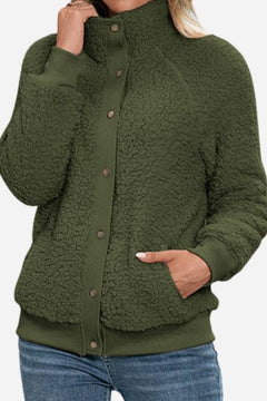 Hannah | Damen Gemütliche Langärmlige Sherpa Jacke in Grün