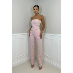Hannah | Elegantes High Waist Zweiteiler-Set in Rosa