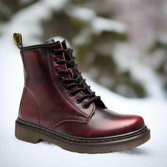 Lincoln™ - Hochgeschnittene Lederstiefel in Dunkelrot