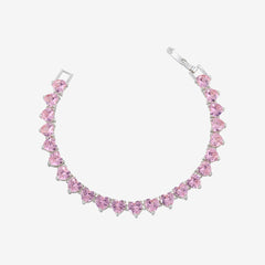 TENNISARMBAND MIT ROSÉ-HERZ in Silver