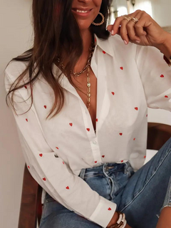 Pearl - Herzdruck Bluse in Weiß