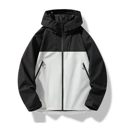 Heinrich | Herren Wasserdichte Shell Jacke mit Kapuze in Schwarz Weiß