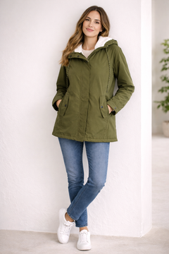 Helena | Lange Winterjacke mit Kapuze in Grün