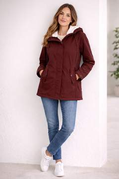 Helena | Lange Winterjacke mit Kapuze in Rot