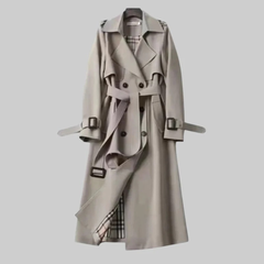 Helga | Langer Trenchcoat mit Gürtel in Grau