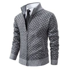 Hendrik | Herren stilvolle Strickjacke mit Zipper in Hellgrau