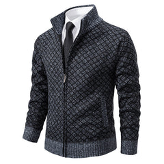 Hendrik | Herren stilvolle Strickjacke mit Zipper in Dunkelgrau