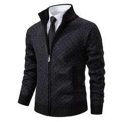 Hendrik | Herren stilvolle Strickjacke mit Zipper in Schwarz