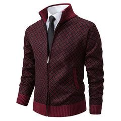 Hendrik | Herren stilvolle Strickjacke mit Zipper in Weinrot