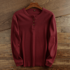 Torsten | Herren Casual Waffelstrick Henleyshirt in Rot
