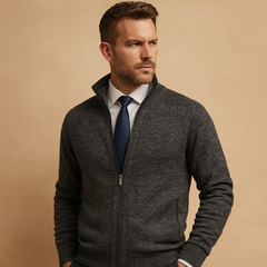 Frank | Herren Strick Reissverschluss Pullover in Grau