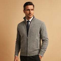 Frank | Herren Strick Reissverschluss Pullover in Hellgrau