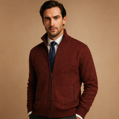 Frank | Herren Strick Reissverschluss Pullover in Rot
