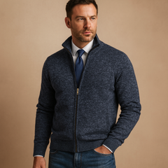 Frank | Herren Strick Reissverschluss Pullover in Blau