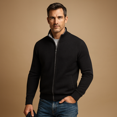 Frank | Herren Strick Reissverschluss Pullover in Schwarz