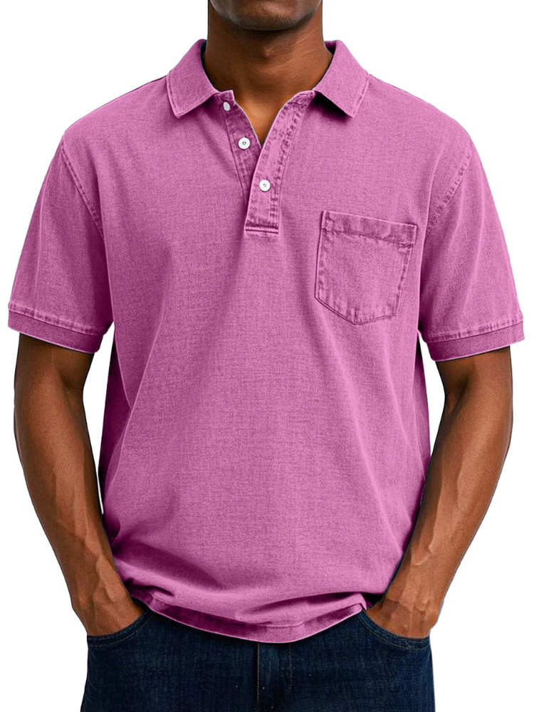 Herren bequemes Denim-Poloshirt | Kurzarm