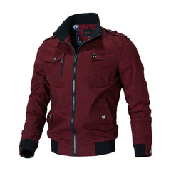 Andreas | Herren Bomber Jacket Klassische Militär-Bomberjacke mit Reißverschluss in Rot