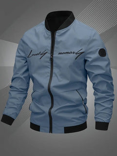 Simon | Herren Bomber Jacket Lässige Polyester Collegejacke Mit Baseball-Kragen in Nebelblau