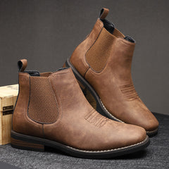 Matthias | Herren Chelsea Mens Boots Slip-on Stiefeletten Kunstleder in Kastanienbraun