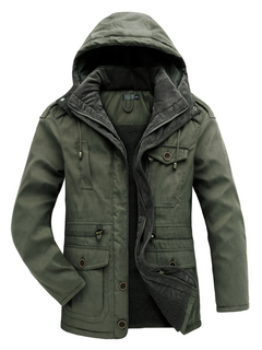 Herren dicke Outdoor-Winterjacke | Warme in Armeegrün