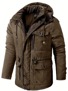 Herren dicke Outdoor-Winterjacke | Warme in Braun