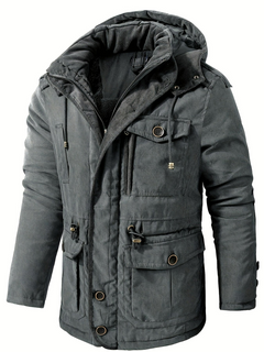 Herren dicke Outdoor-Winterjacke | Warme in Grau