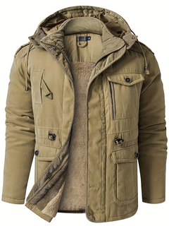 Herren dicke Outdoor-Winterjacke | Warme in Khaki