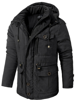 Herren dicke Outdoor-Winterjacke | Warme in Schwarz