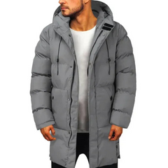 Herren elegante Winterjacke mit Kapuze | Langer in Grau