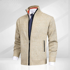 Herren eleganter Cardigan mit Reißverschluss | Strick in Beige