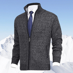 Herren eleganter Cardigan mit Reißverschluss | Strick in Dunkelgrau