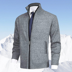 Herren eleganter Cardigan mit Reißverschluss | Strick in Grau