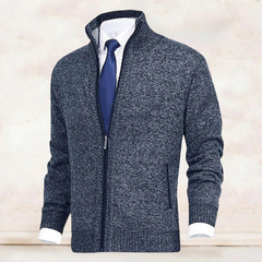 Herren eleganter Cardigan mit Reißverschluss | Strick in Marineblau
