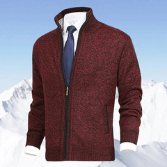Herren eleganter Cardigan mit Reißverschluss | Strick in Rot